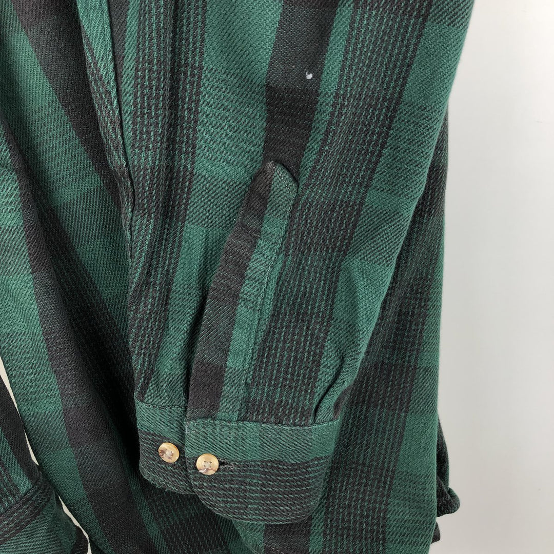90'S Five Brother long-sleeved flannel check shirt, men's size XL cotton black type Vintage Second Hand