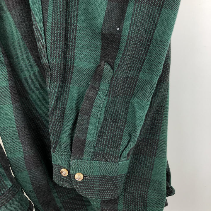 90'S Five Brother long-sleeved flannel check shirt, men's size XL cotton black type Vintage Second Hand