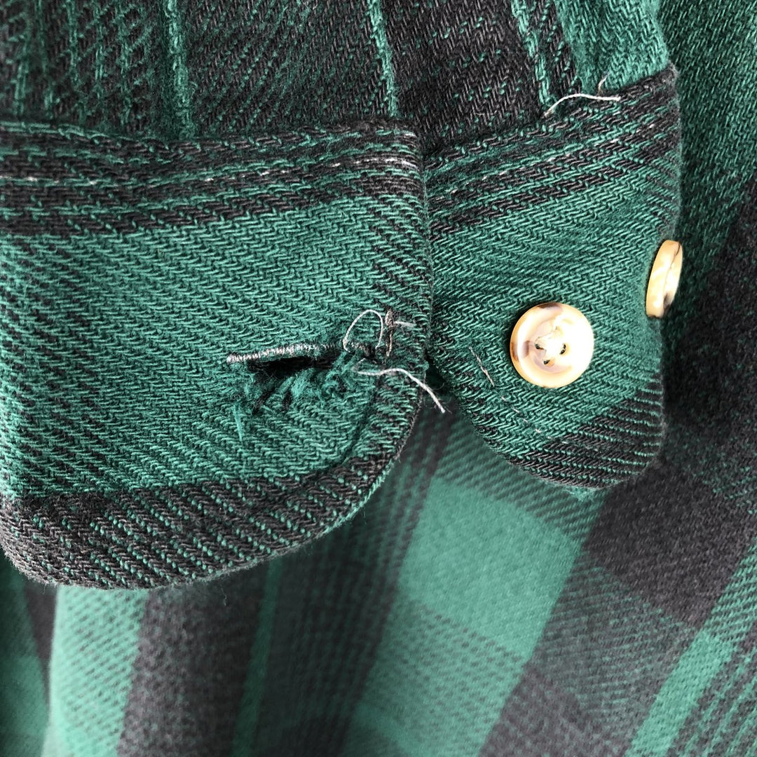 90'S Five Brother long-sleeved flannel check shirt, men's size XL cotton black type Vintage Second Hand