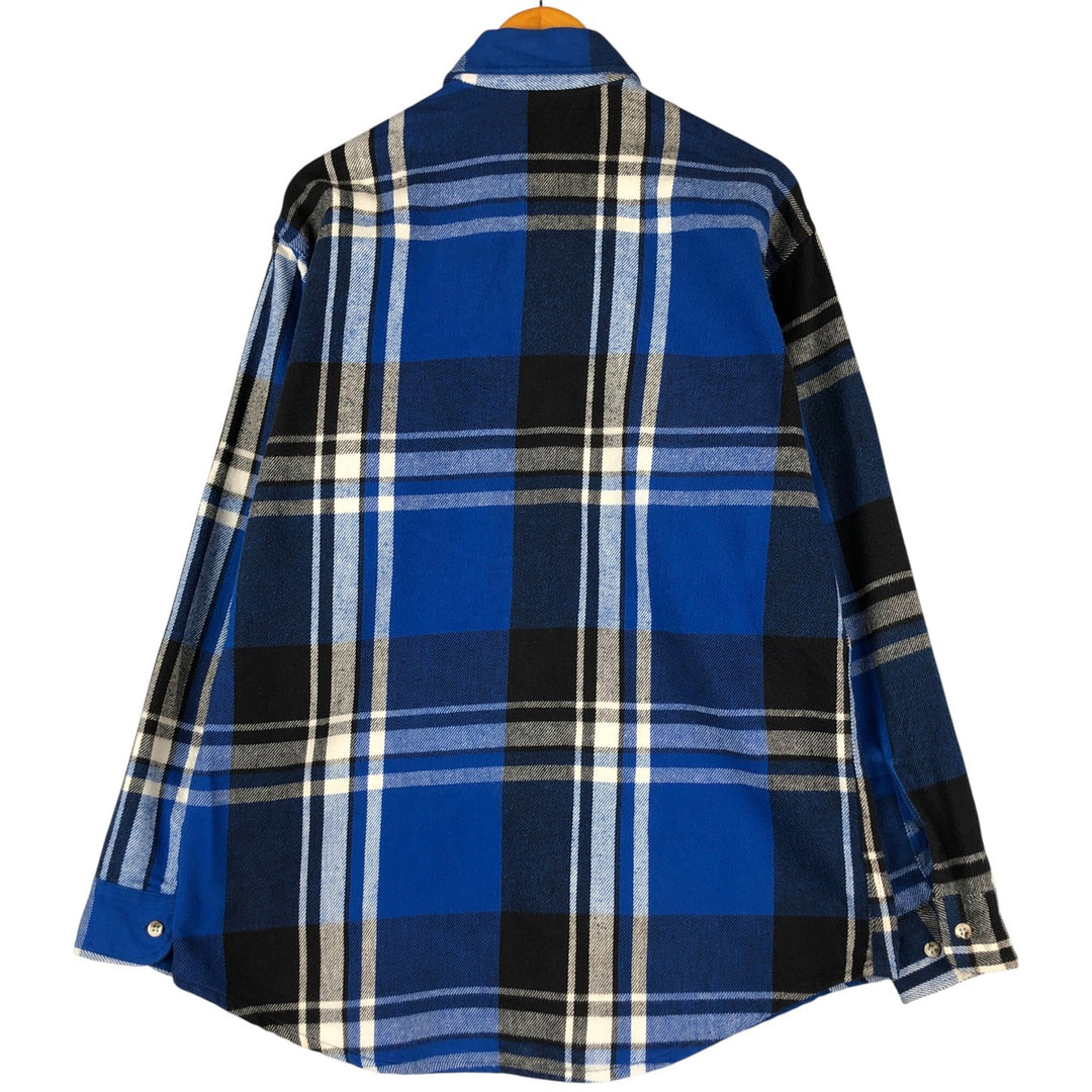Vintage 80s-90'S St. John's Bay BIG MAC FLANNEL long-sleeved flannel check shirt, Made in USA, Men's Size L cotton blue type Vintage Second Hand