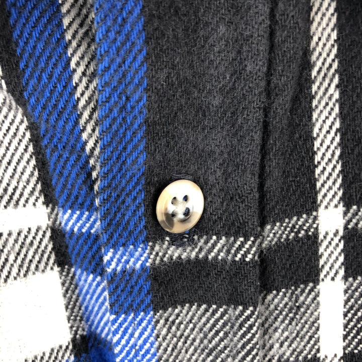 Vintage 80s-90'S St. John's Bay BIG MAC FLANNEL long-sleeved flannel check shirt, Made in USA, Men's Size L cotton blue type Vintage Second Hand