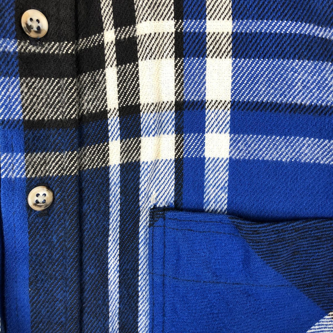 Vintage 80s-90'S St. John's Bay BIG MAC FLANNEL long-sleeved flannel check shirt, Made in USA, Men's Size L cotton blue type Vintage Second Hand