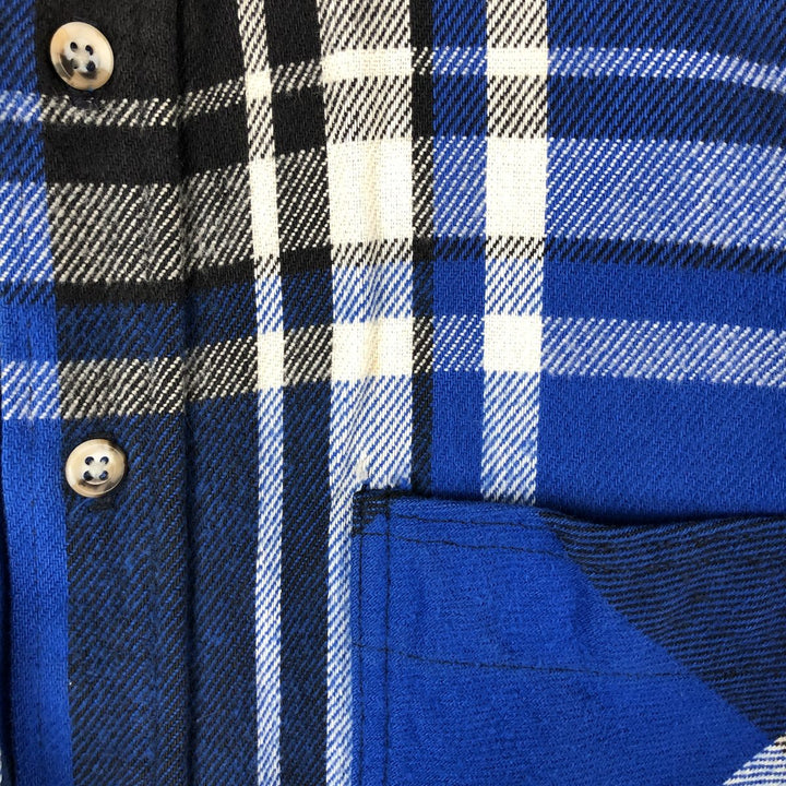 Vintage 80s-90'S St. John's Bay BIG MAC FLANNEL long-sleeved flannel check shirt, Made in USA, Men's Size L cotton blue type Vintage Second Hand