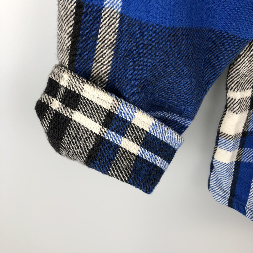 Vintage 80s-90'S St. John's Bay BIG MAC FLANNEL long-sleeved flannel check shirt, Made in USA, Men's Size L cotton blue type Vintage Second Hand