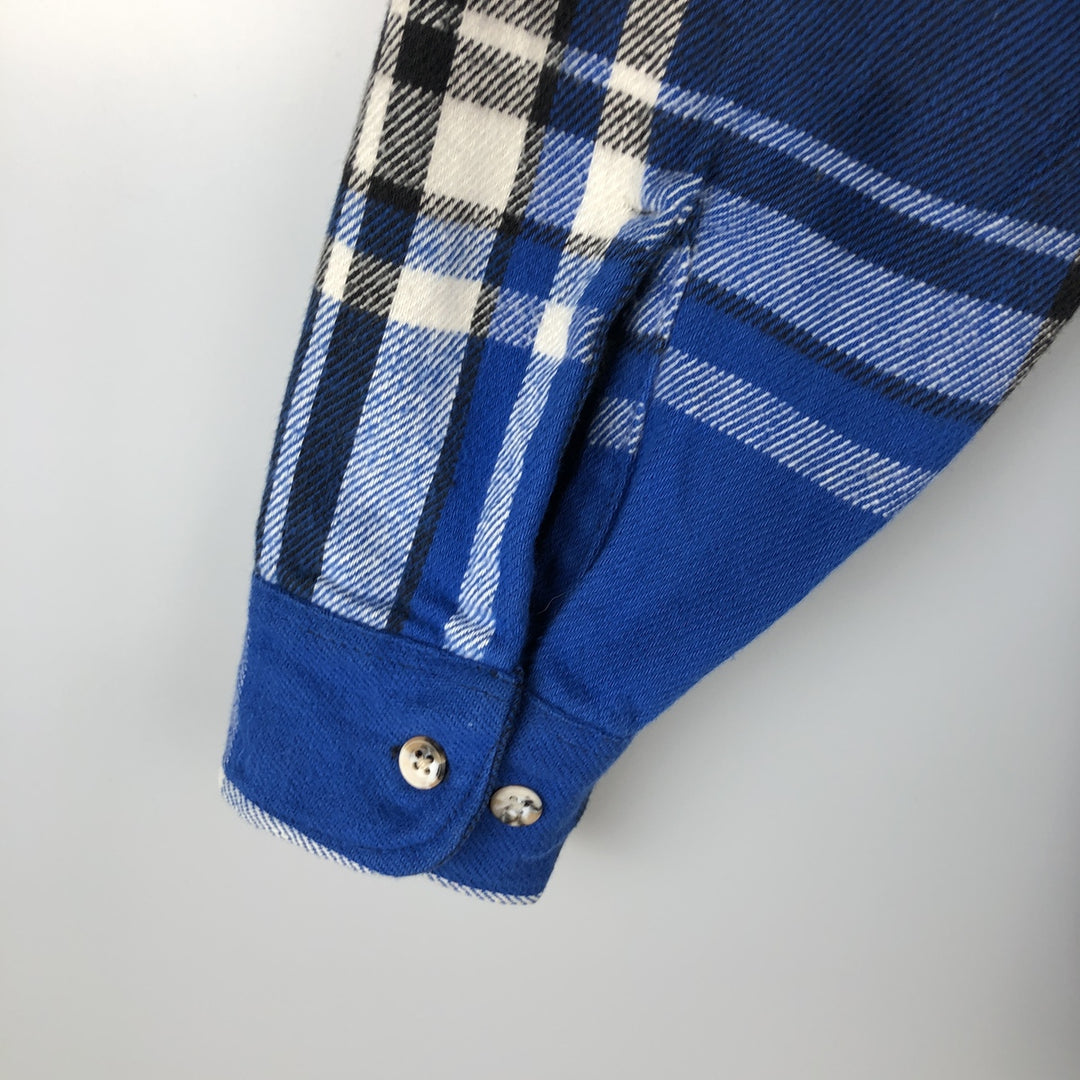 Vintage 80s-90'S St. John's Bay BIG MAC FLANNEL long-sleeved flannel check shirt, Made in USA, Men's Size L cotton blue type Vintage Second Hand