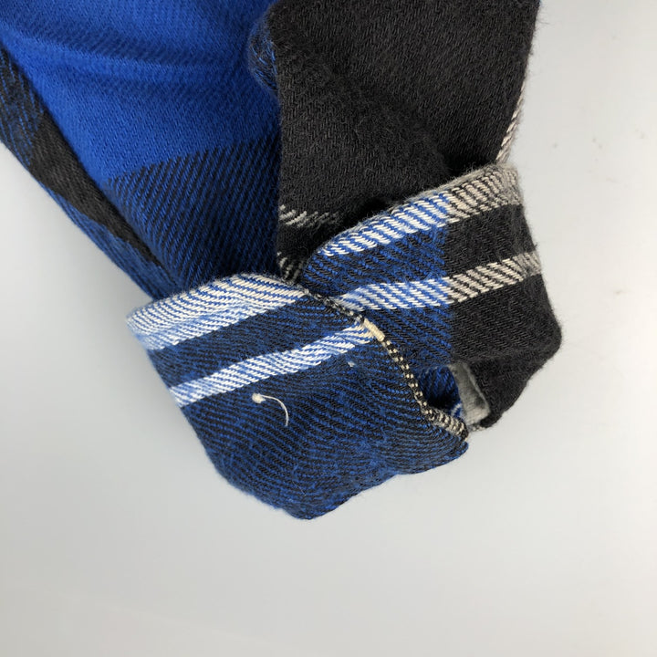 Vintage 80s-90'S St. John's Bay BIG MAC FLANNEL long-sleeved flannel check shirt, Made in USA, Men's Size L cotton blue type Vintage Second Hand