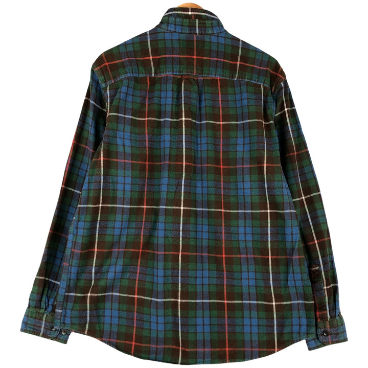 90s~00'S LL Bean SLIGHTLY FITTED Long Sleeve Button Down Light Flannel Check Shirt Men's Size L Vintage cotton blue type Vintage Second Hand