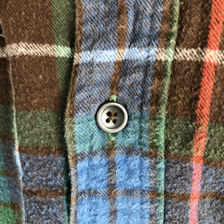 90s~00'S LL Bean SLIGHTLY FITTED Long Sleeve Button Down Light Flannel Check Shirt Men's Size L Vintage cotton blue type Vintage Second Hand