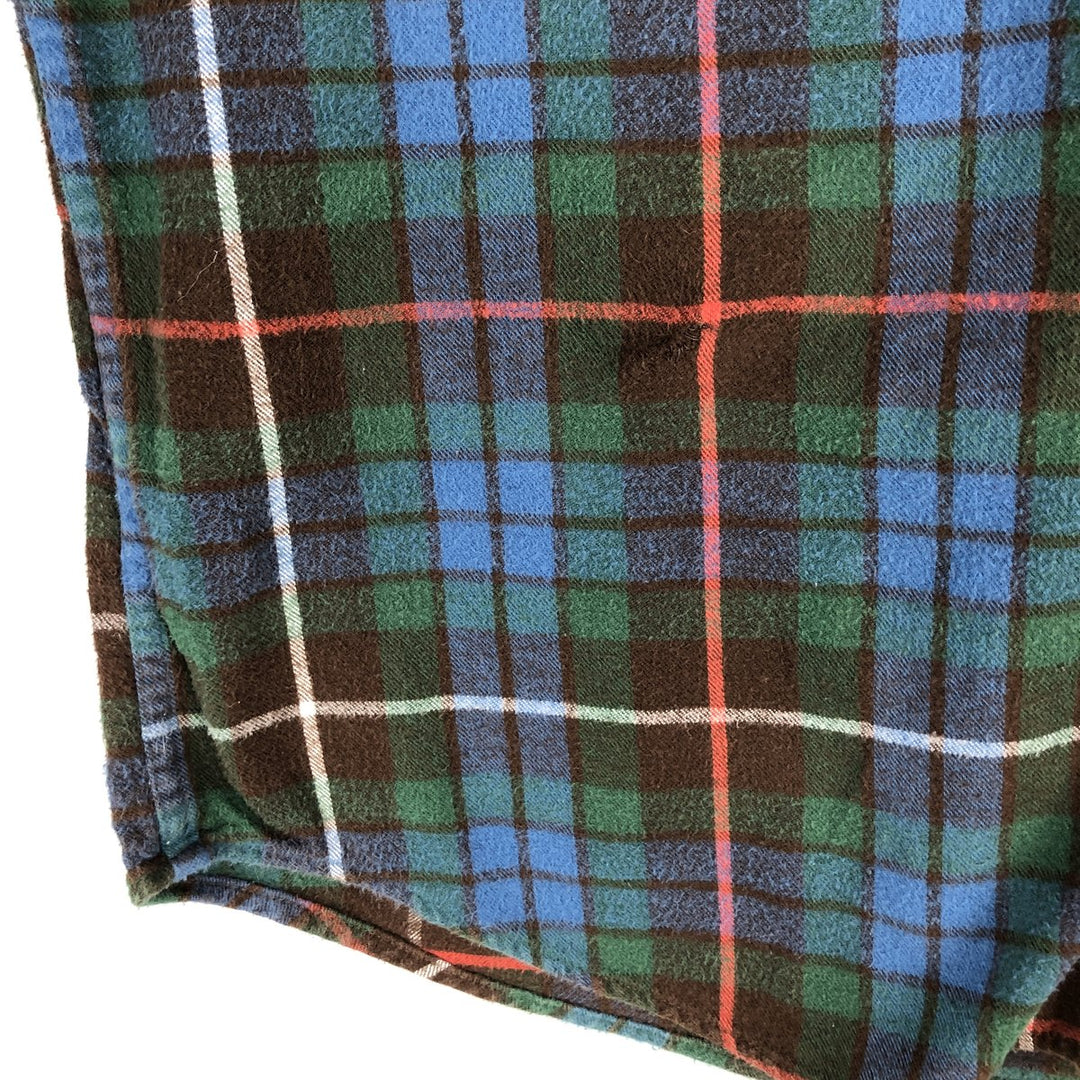 90s~00'S LL Bean SLIGHTLY FITTED Long Sleeve Button Down Light Flannel Check Shirt Men's Size L Vintage cotton blue type Vintage Second Hand