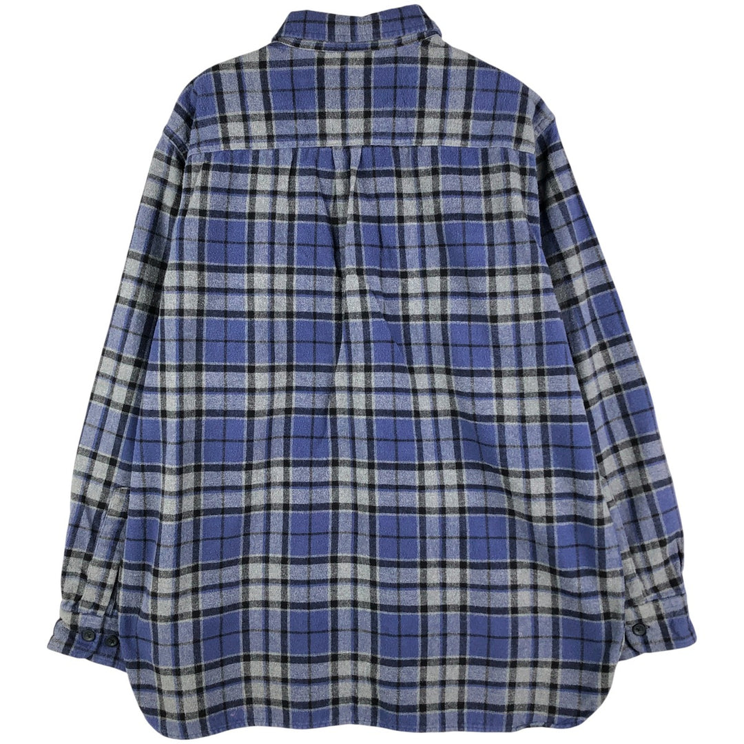 LLBean Long Sleeve Flannel Check Shirt, Men's Size L cotton blue type Vintage Second Hand