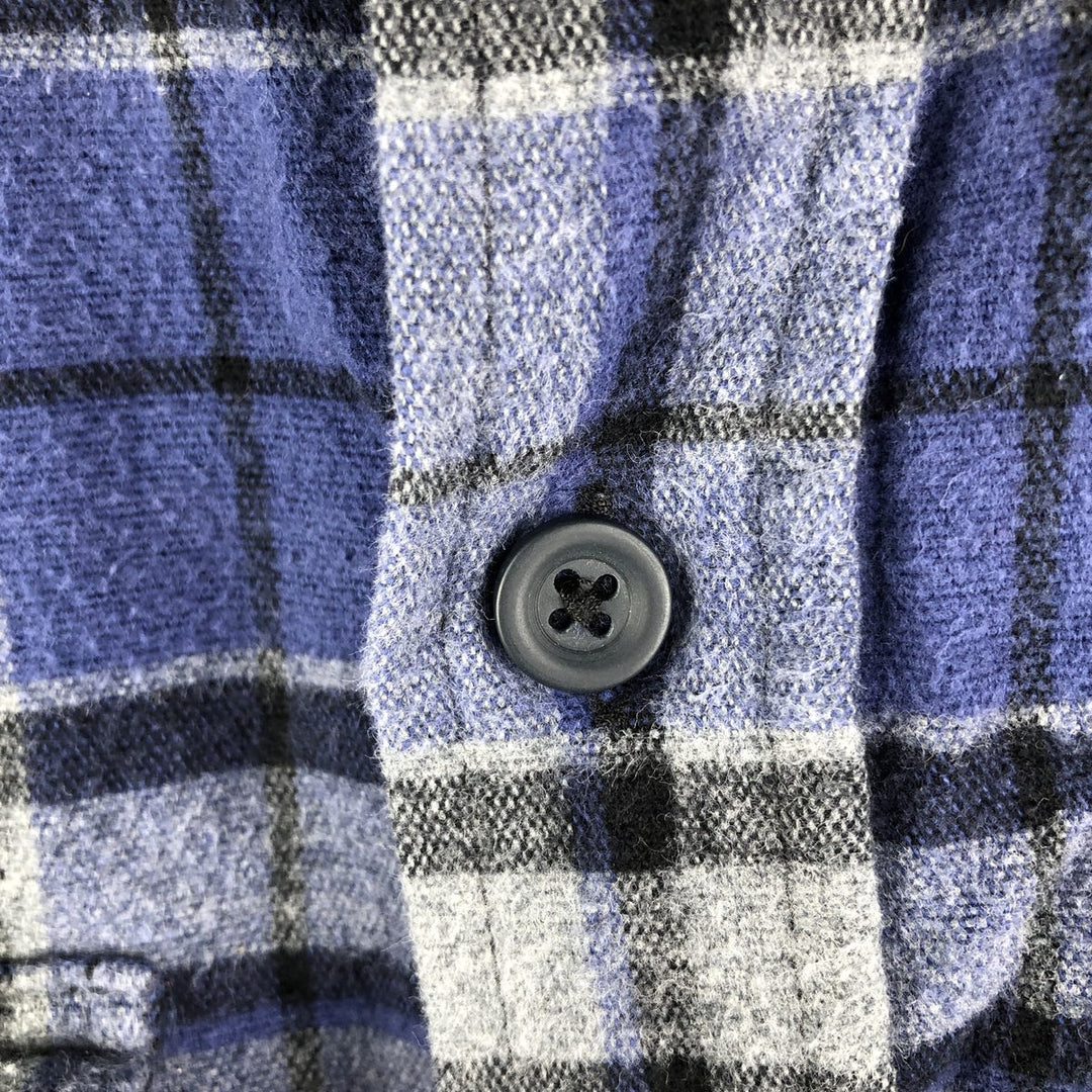 LLBean Long Sleeve Flannel Check Shirt, Men's Size L cotton blue type Vintage Second Hand
