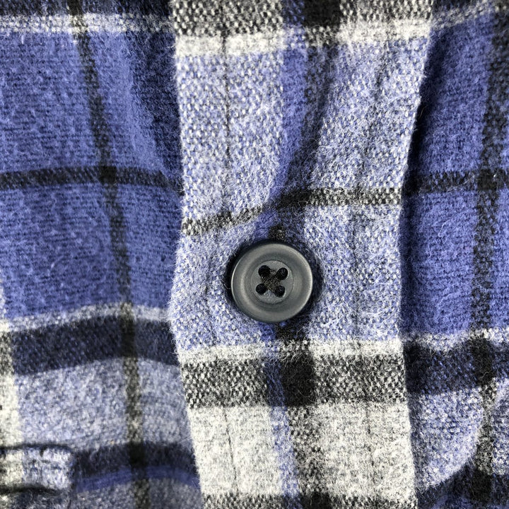 LLBean Long Sleeve Flannel Check Shirt, Men's Size L cotton blue type Vintage Second Hand