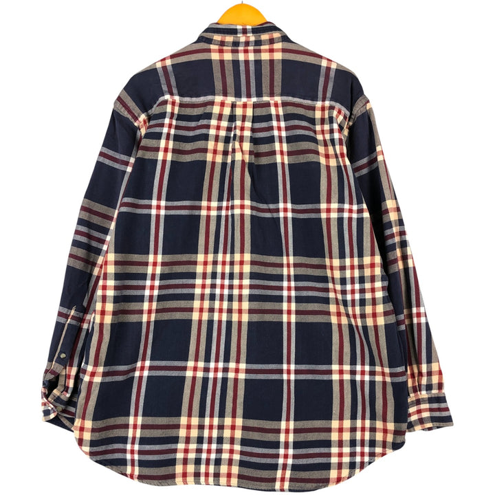 RedHead Long Sleeve Button-Down Flannel Check Shirt, Men's XL cotton navy blue type Vintage Second Hand