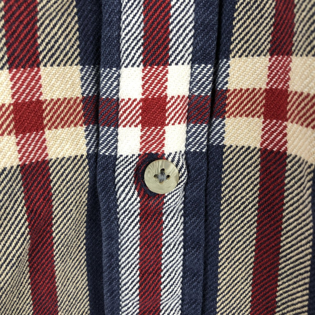 RedHead Long Sleeve Button-Down Flannel Check Shirt, Men's XL cotton navy blue type Vintage Second Hand