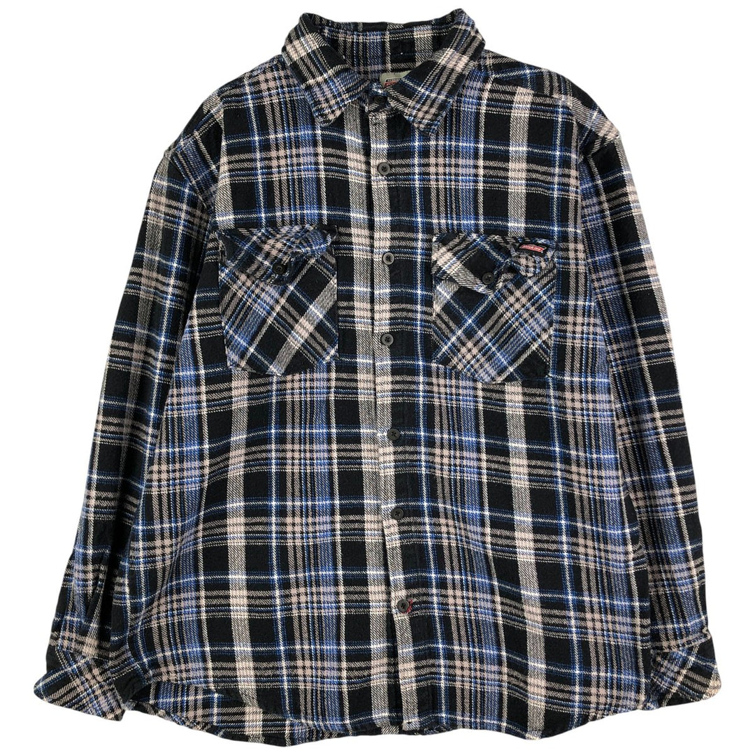 Dickies Long Sleeve Flannel Check Shirt, Men's Size L cotton black type Vintage Second Hand
