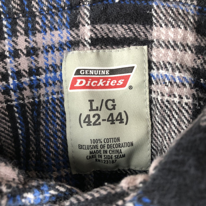 Dickies Long Sleeve Flannel Check Shirt, Men's Size L cotton black type Vintage Second Hand