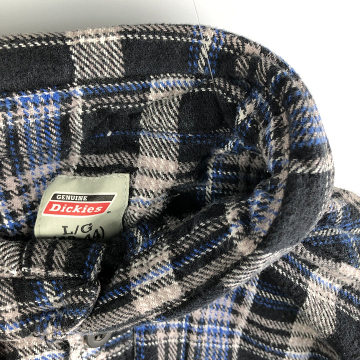 Dickies Long Sleeve Flannel Check Shirt, Men's Size L cotton black type Vintage Second Hand