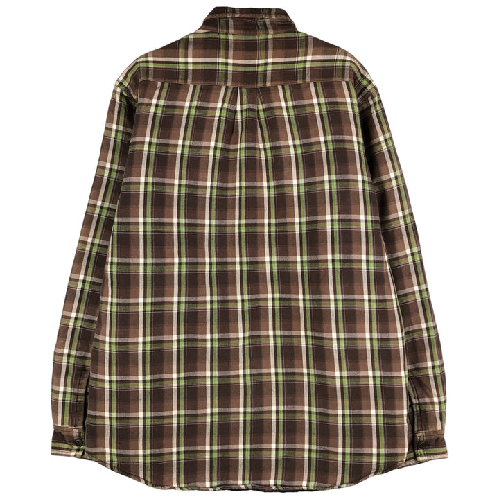 Stussy Long Sleeve Heavy Flannel Check Shirt, Men's Size XL cotton brown type Vintage Second Hand