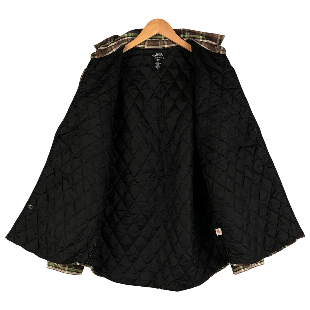 Stussy Long Sleeve Heavy Flannel Check Shirt, Men's Size XL cotton brown type Vintage Second Hand