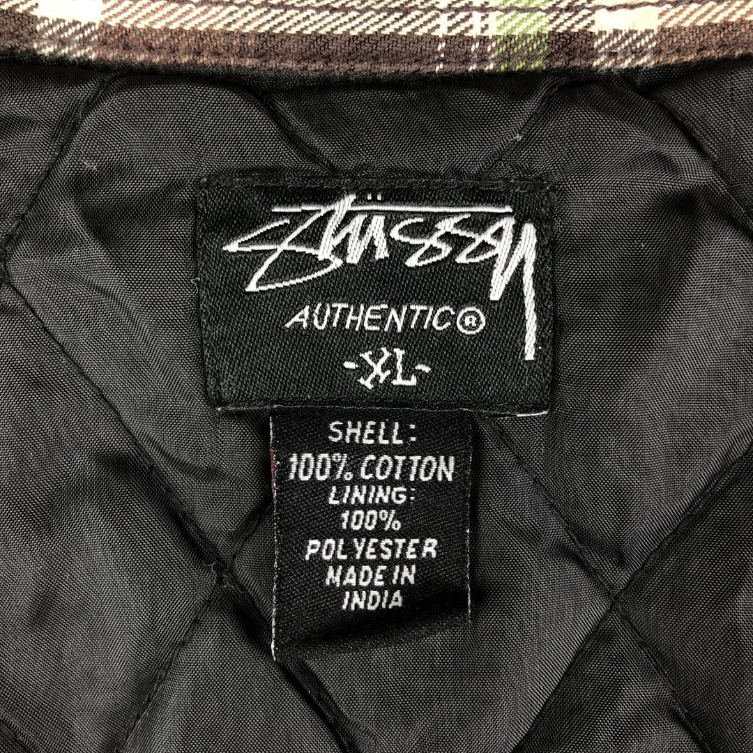 Stussy Long Sleeve Heavy Flannel Check Shirt, Men's Size XL cotton brown type Vintage Second Hand