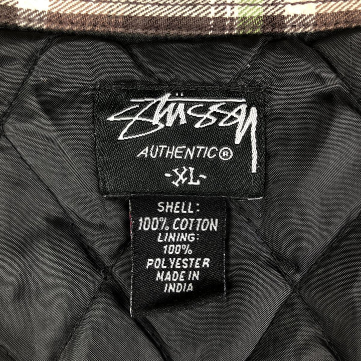 Stussy Long Sleeve Heavy Flannel Check Shirt, Men's Size XL cotton brown type Vintage Second Hand