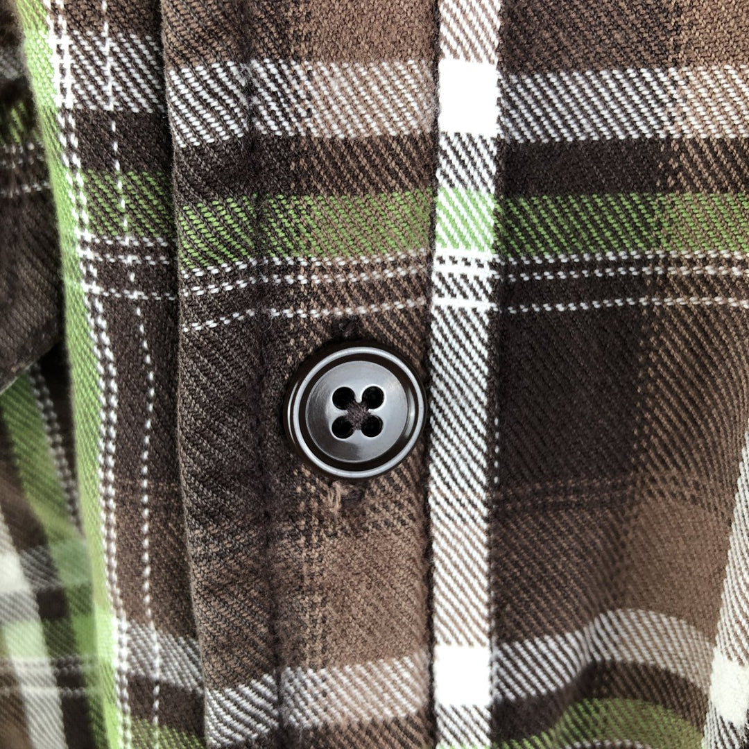 Stussy Long Sleeve Heavy Flannel Check Shirt, Men's Size XL cotton brown type Vintage Second Hand