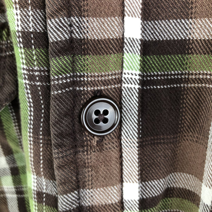 Stussy Long Sleeve Heavy Flannel Check Shirt, Men's Size XL cotton brown type Vintage Second Hand
