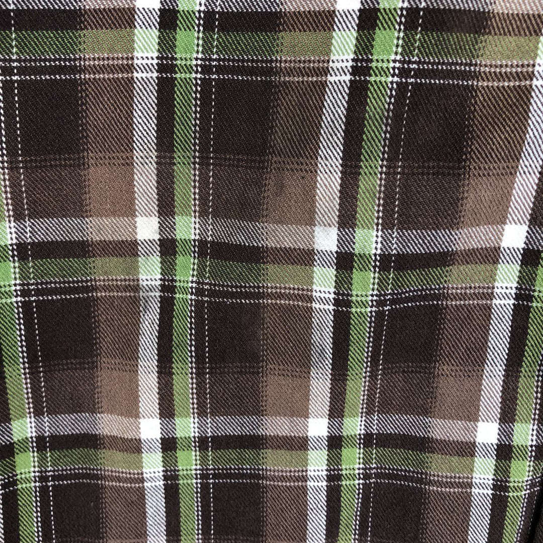 Stussy Long Sleeve Heavy Flannel Check Shirt, Men's Size XL cotton brown type Vintage Second Hand