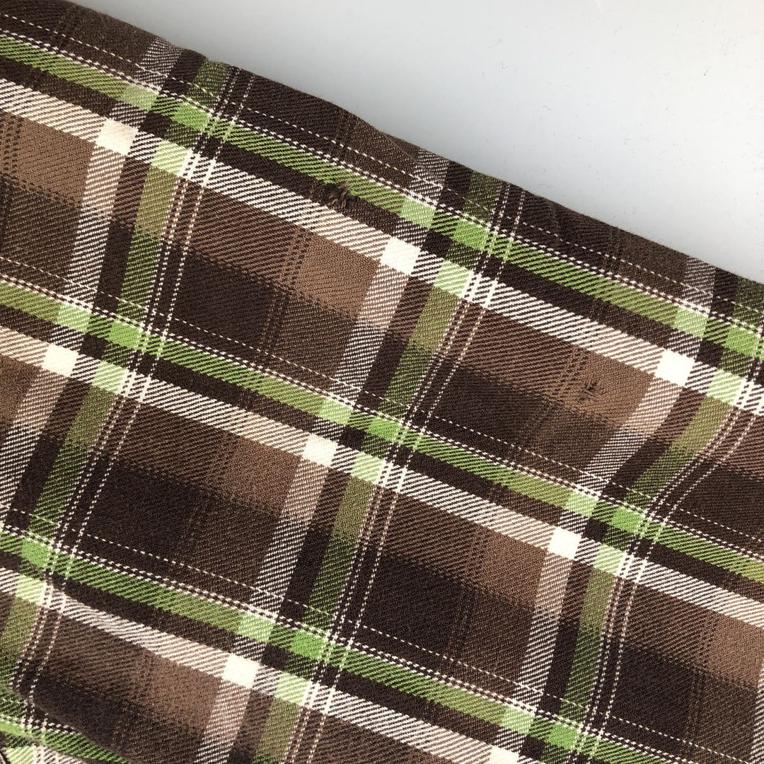 Stussy Long Sleeve Heavy Flannel Check Shirt, Men's Size XL cotton brown type Vintage Second Hand