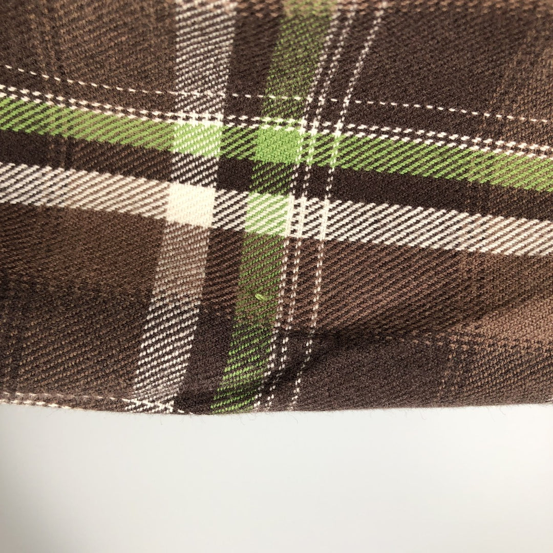 Stussy Long Sleeve Heavy Flannel Check Shirt, Men's Size XL cotton brown type Vintage Second Hand