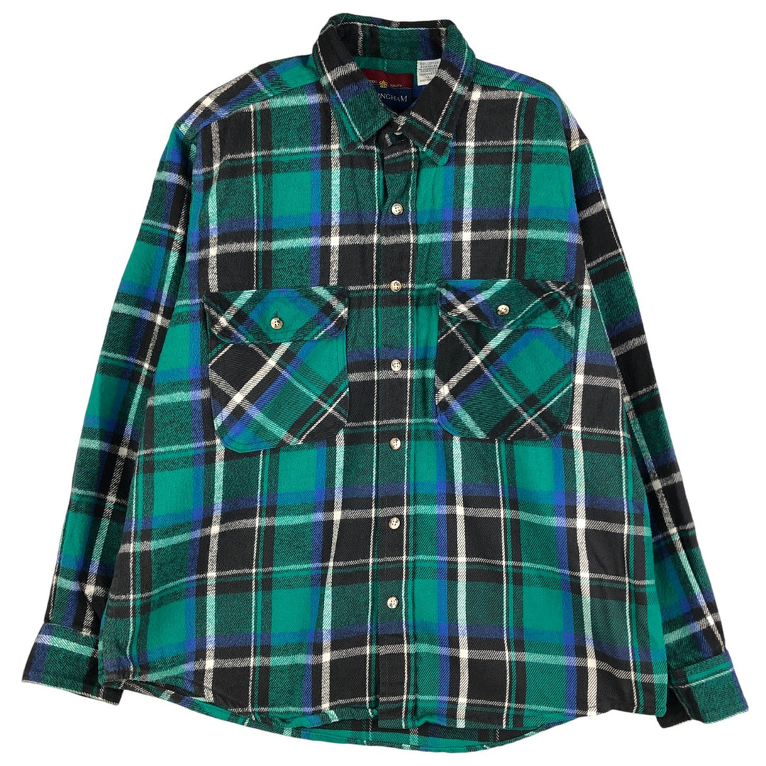 Buckingham Long Sleeve Flannel Check Shirt, Men's Size L cotton green type Vintage Second Hand