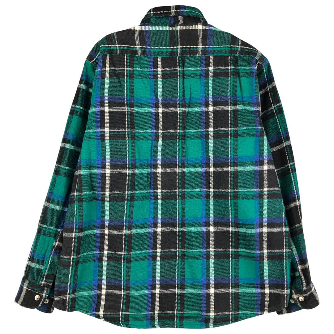 Buckingham Long Sleeve Flannel Check Shirt, Men's Size L cotton green type Vintage Second Hand