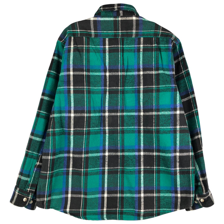 Buckingham Long Sleeve Flannel Check Shirt, Men's Size L cotton green type Vintage Second Hand