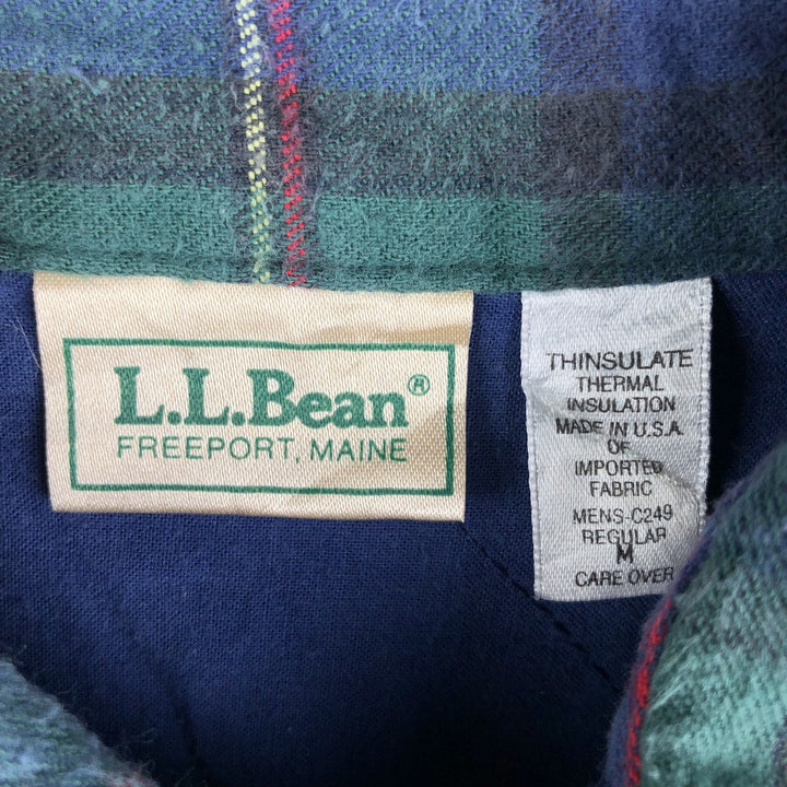 LLBean Long Sleeve Flannel Check Shirt, Made in USA, Men's Size Medium cotton green type Vintage Second Hand