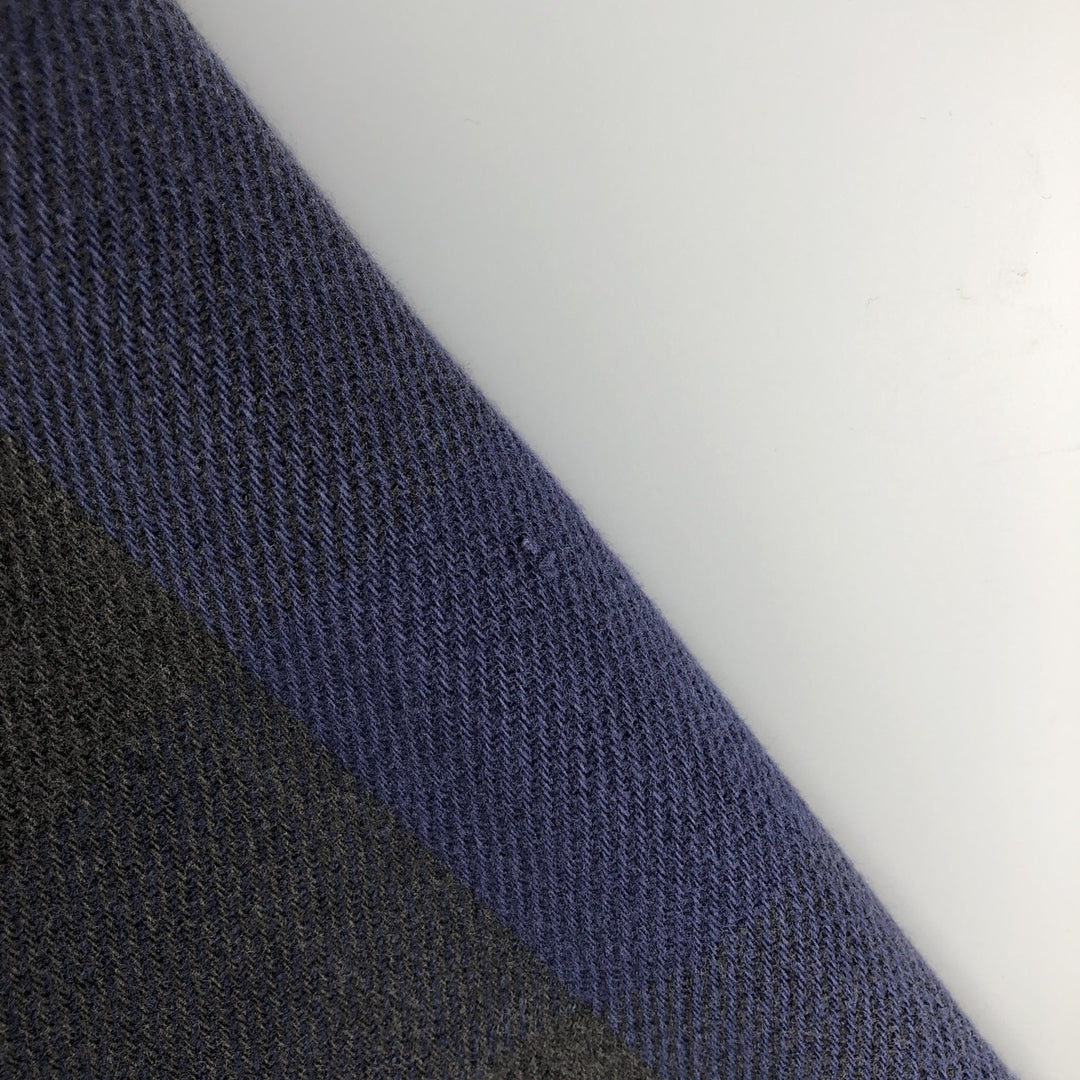 90'S Field Master Long Sleeve Flannel Check Shirt Made in USA Men's M Size Vintage cotton navy blue type Vintage Second Hand