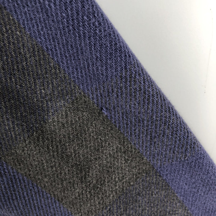 90'S Field Master Long Sleeve Flannel Check Shirt Made in USA Men's M Size Vintage cotton navy blue type Vintage Second Hand