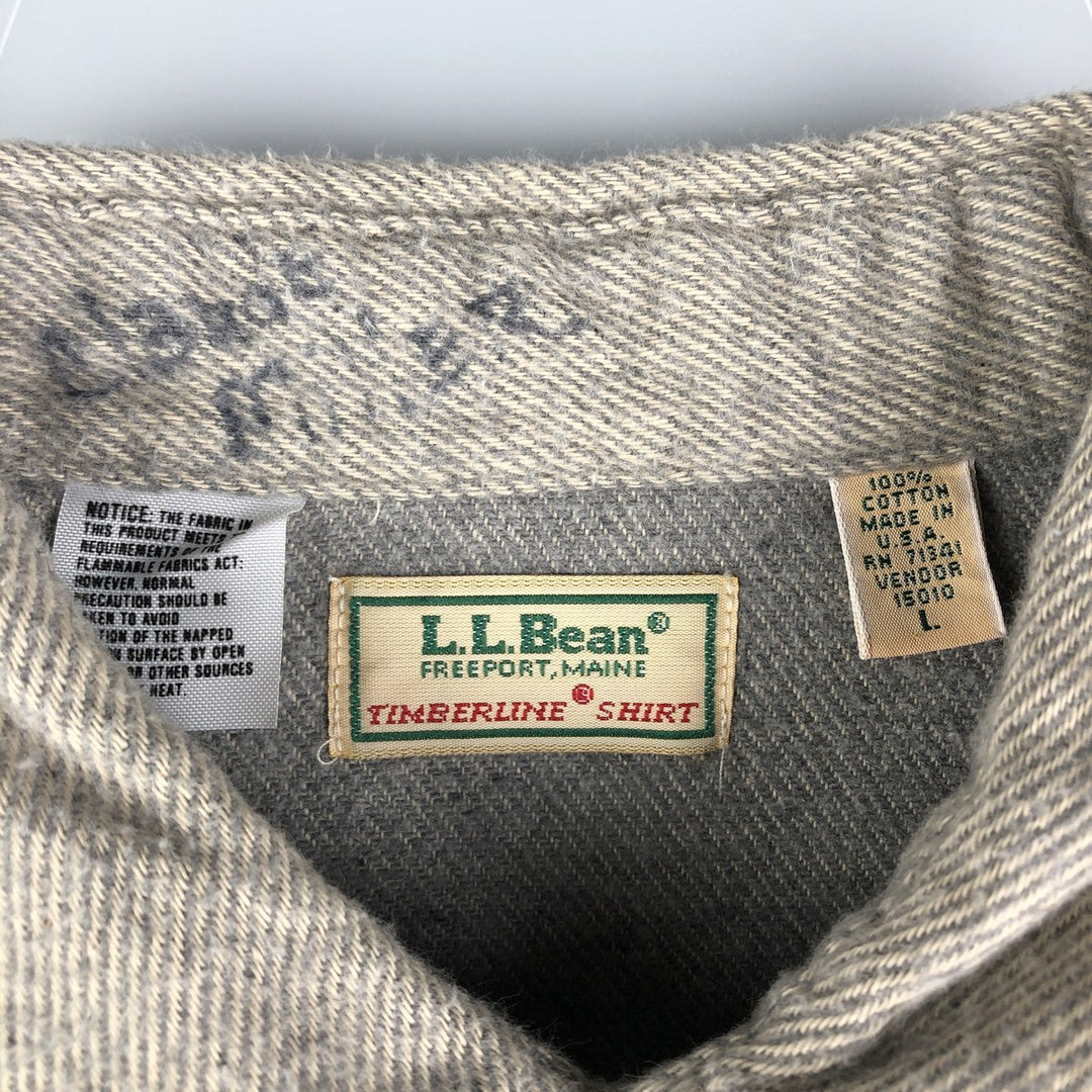 Vintage LLBean Timberline Shirt from the 1980'S to 1990s, made in the USA, men's size L. cotton gray type Vintage Second Hand