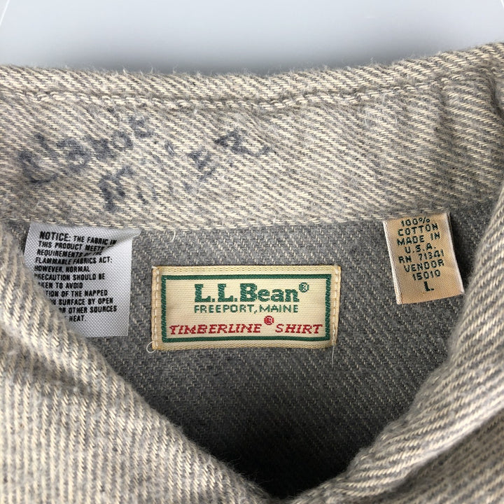 Vintage LLBean Timberline Shirt from the 1980'S to 1990s, made in the USA, men's size L. cotton gray type Vintage Second Hand