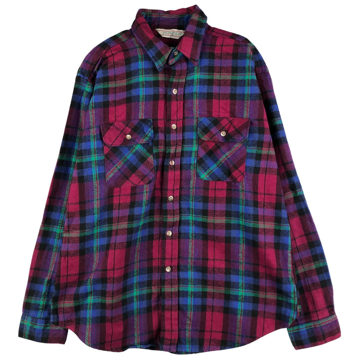 Vintage 70s-80'S Field & Stream long-sleeved flannel check shirt, made in the USA, men's size XL cotton Red type red-purple Vintage Second Hand