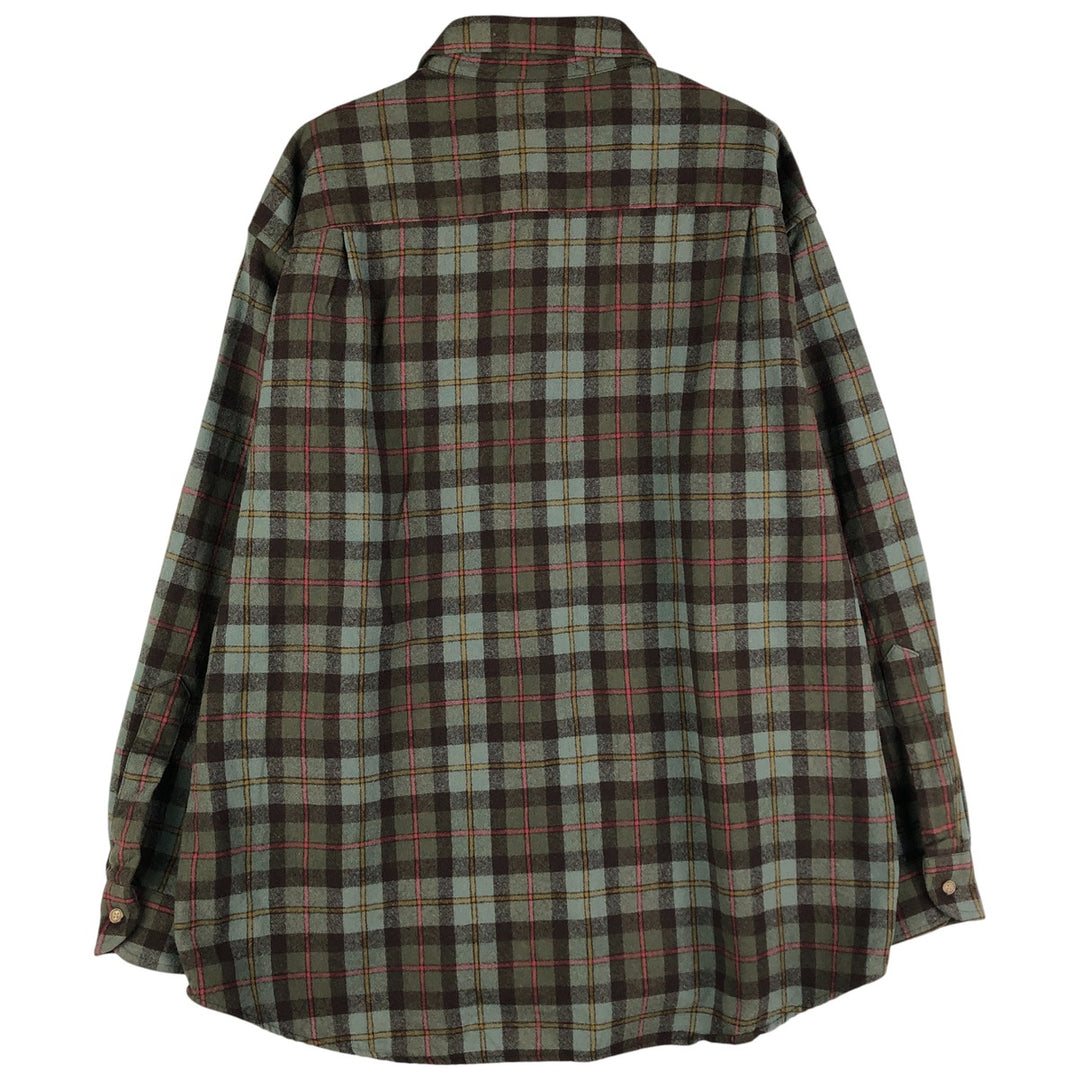 Pendleton Check Pattern Wool Shirt, Made in Mexico, Men's Size XL wool Khaki type sage green Vintage Second Hand