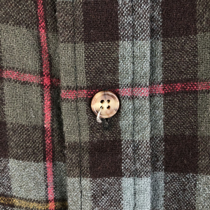 Pendleton Check Pattern Wool Shirt, Made in Mexico, Men's Size XL wool Khaki type sage green Vintage Second Hand