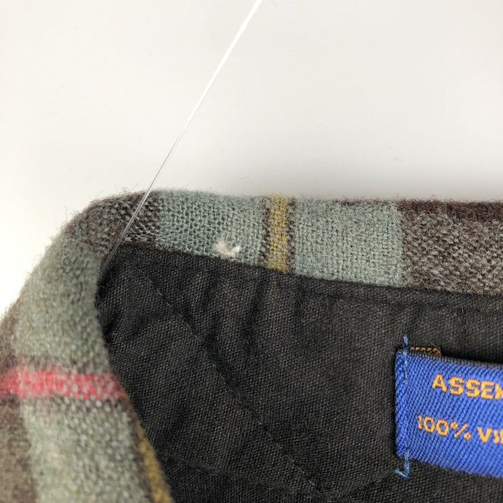 Pendleton Check Pattern Wool Shirt, Made in Mexico, Men's Size XL wool Khaki type sage green Vintage Second Hand