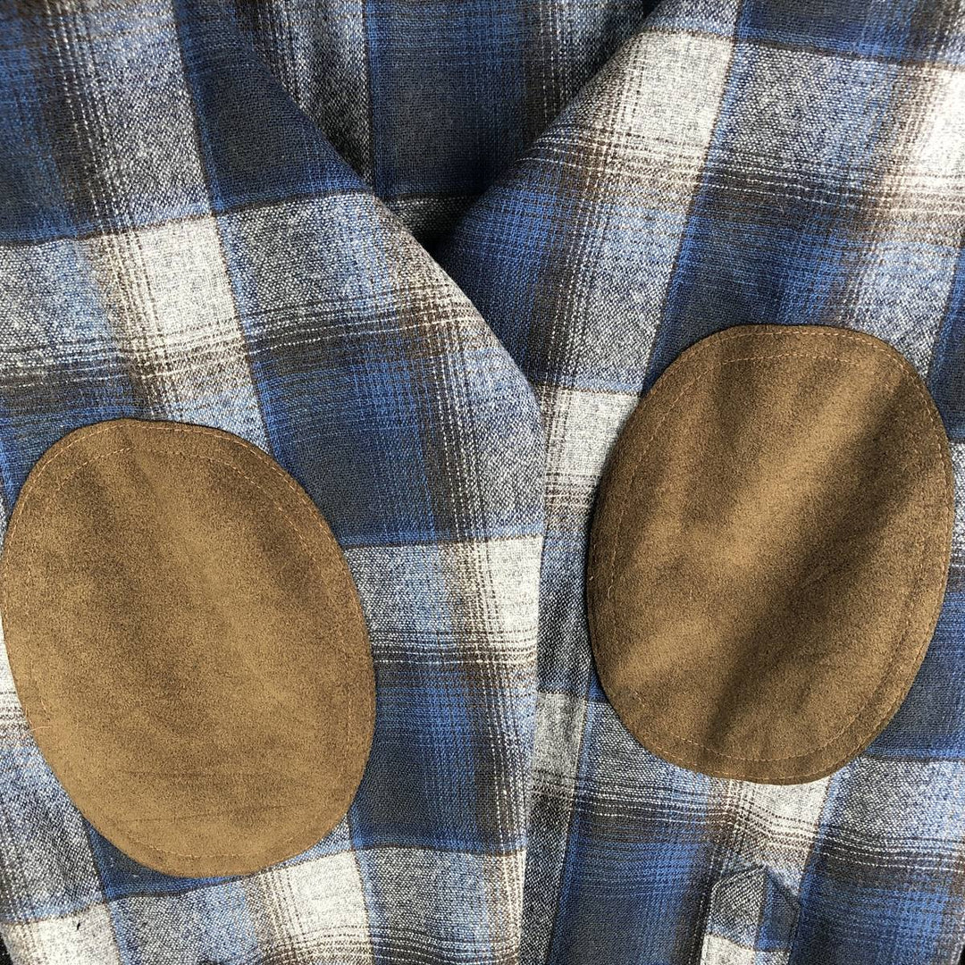 Pendleton Check Pattern Wool Shirt, Men's Size L wool navy blue type Vintage Second Hand