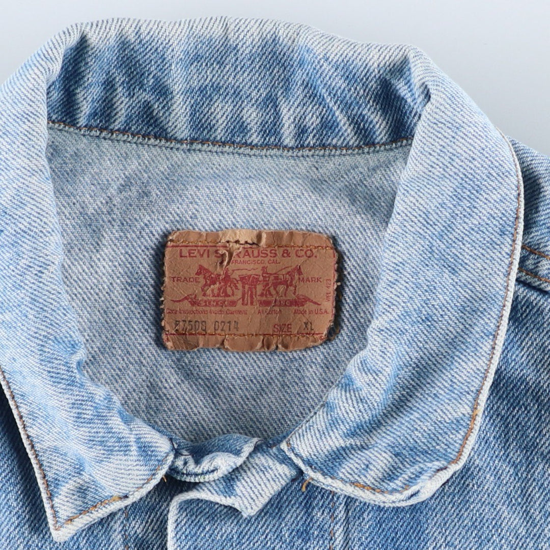 90'S Levi's 57508-0214 Denim Jacket, Made in USA, Men's Size XL, Vintage cotton blue type Vintage Second Hand