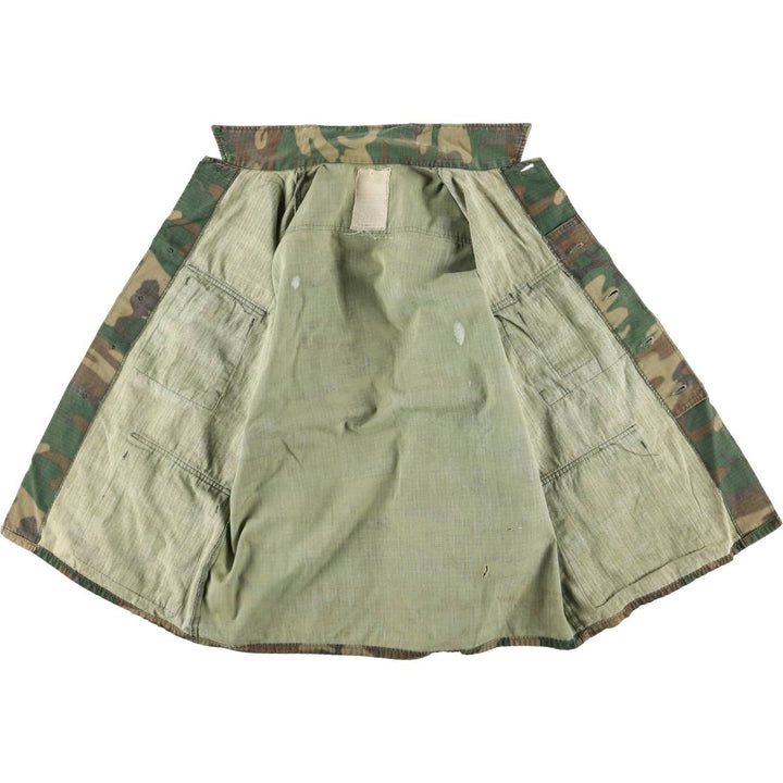 US Army Camouflage Pattern ERDL Green Leaf Camo Ripstop Stenciled BDU Military Jacket, Men's Size L unclear Khaki type Vintage Second Hand