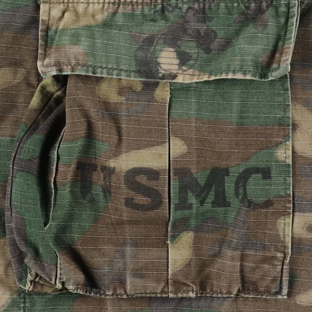 US Army Camouflage Pattern ERDL Green Leaf Camo Ripstop Stenciled BDU Military Jacket, Men's Size L unclear Khaki type Vintage Second Hand