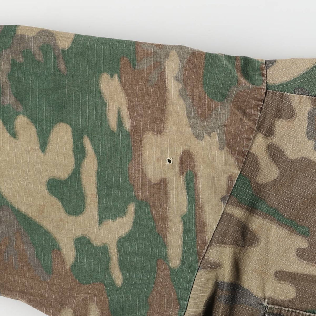 US Army Camouflage Pattern ERDL Green Leaf Camo Ripstop Stenciled BDU Military Jacket, Men's Size L unclear Khaki type Vintage Second Hand