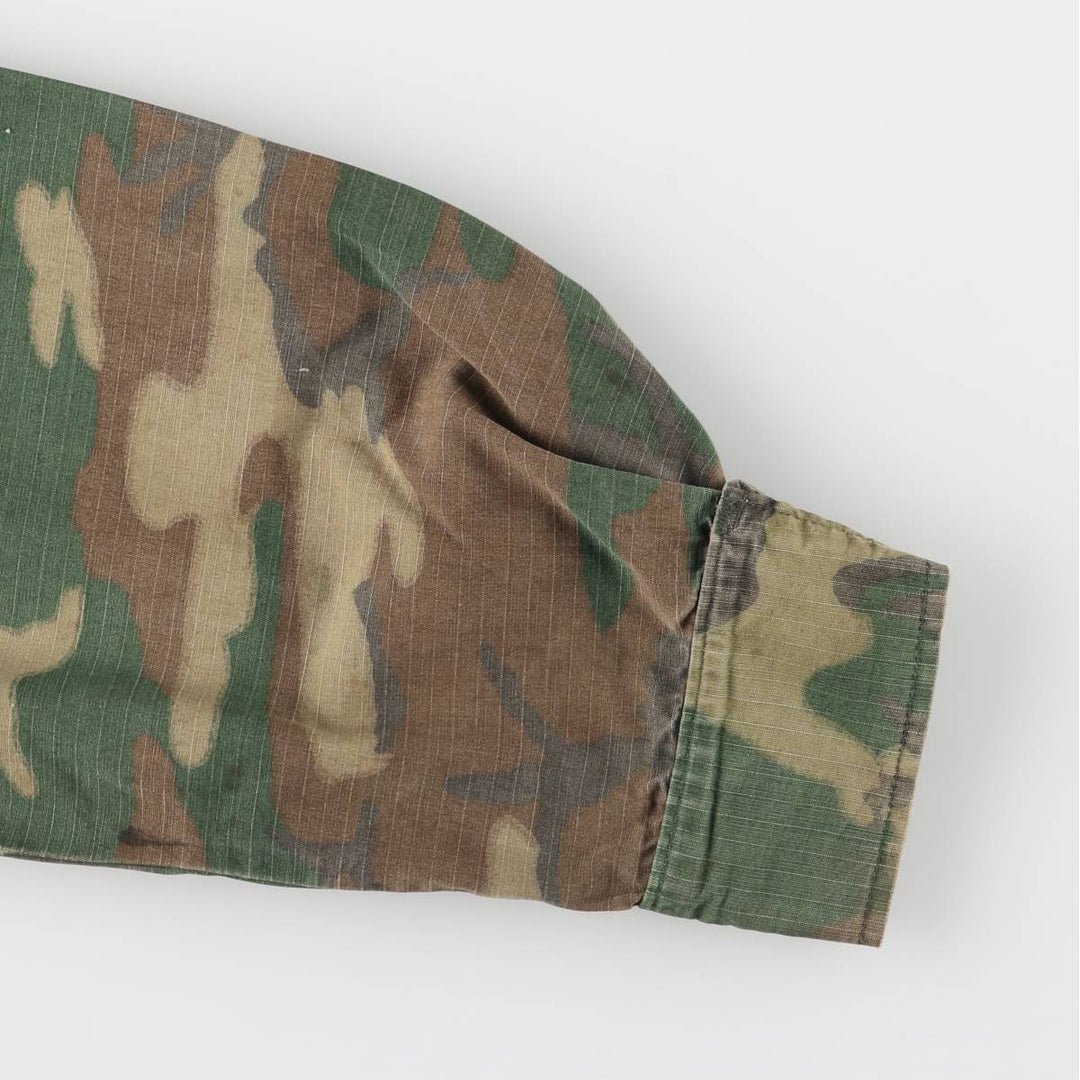 US Army Camouflage Pattern ERDL Green Leaf Camo Ripstop Stenciled BDU Military Jacket, Men's Size L unclear Khaki type Vintage Second Hand