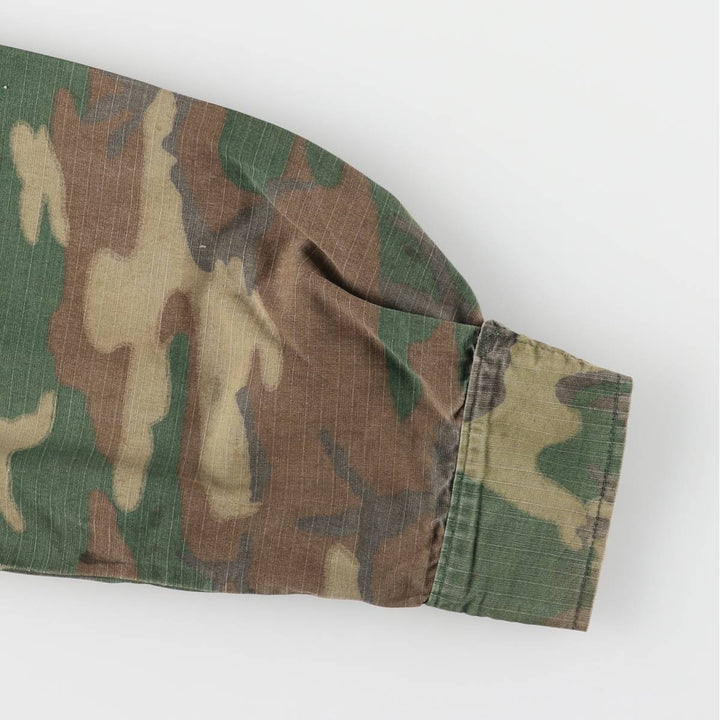 US Army Camouflage Pattern ERDL Green Leaf Camo Ripstop Stenciled BDU Military Jacket, Men's Size L unclear Khaki type Vintage Second Hand