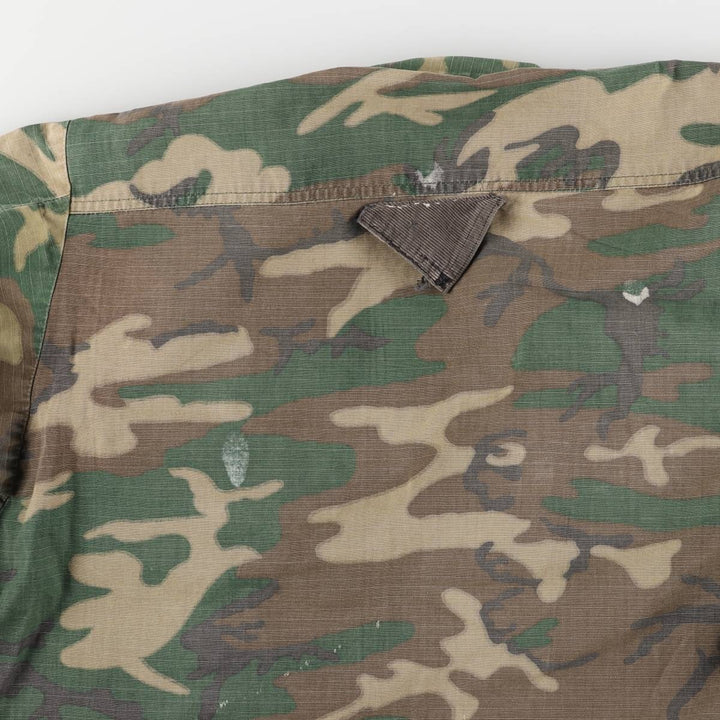 US Army Camouflage Pattern ERDL Green Leaf Camo Ripstop Stenciled BDU Military Jacket, Men's Size L unclear Khaki type Vintage Second Hand